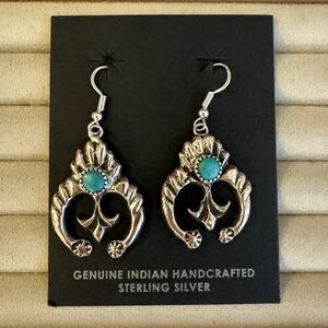 Navajo sterling silver turquoise naja earrings